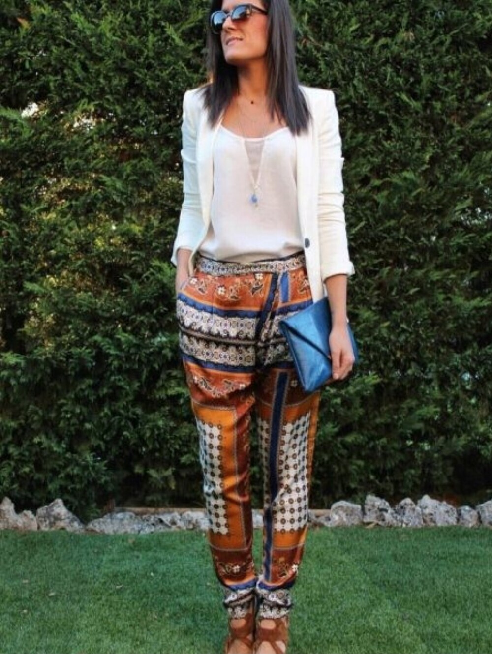 Zara Basic harem baroque scarf print silky pants